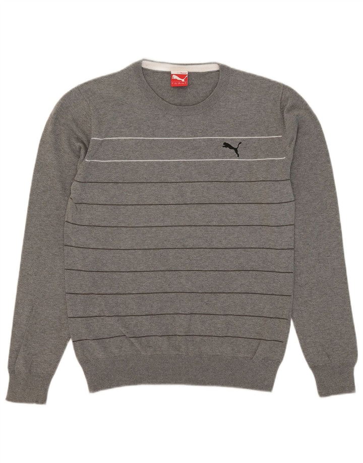 Pulover Puma Crew Neck Jumper pentru bărbați, gri mediu cu dungi