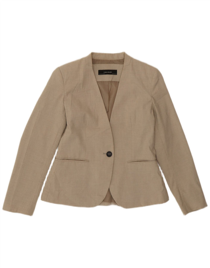 Jachetă Blazer Femei Zara 1 Buton EU 38 Mic Bej Houndstooth