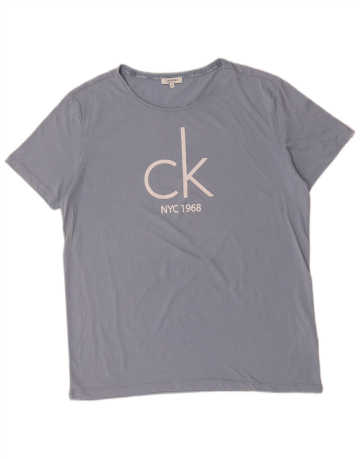Tricou grafic pentru bărbați CALVIN KLEIN Top din bumbac albastru mediu