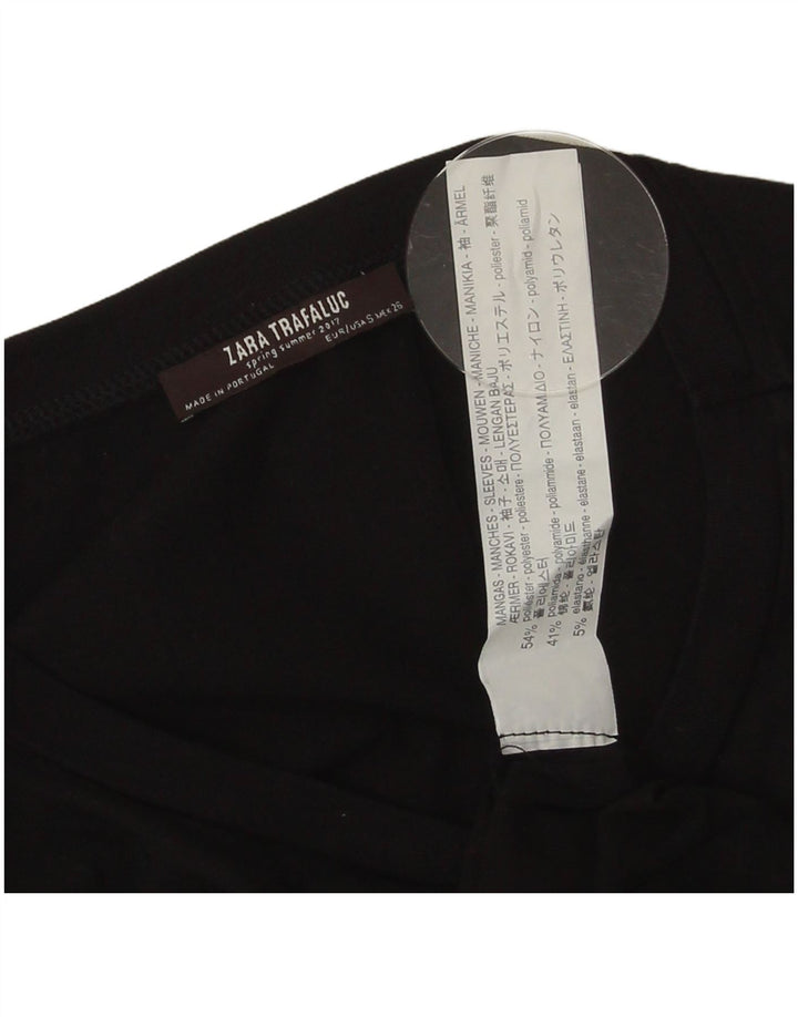 Top cu tunică grafică pentru femei Zara UK 10 Poliester negru mic