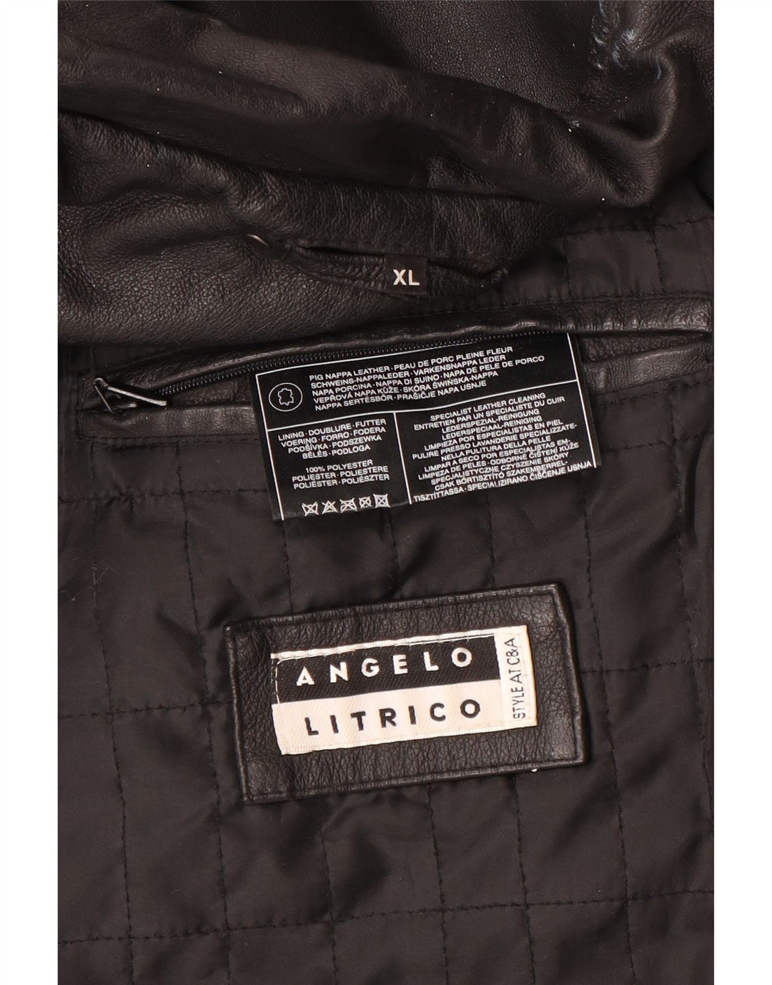 Jachetă de piele pentru bărbați Angelo Litrico UK 42 XL, piele neagră