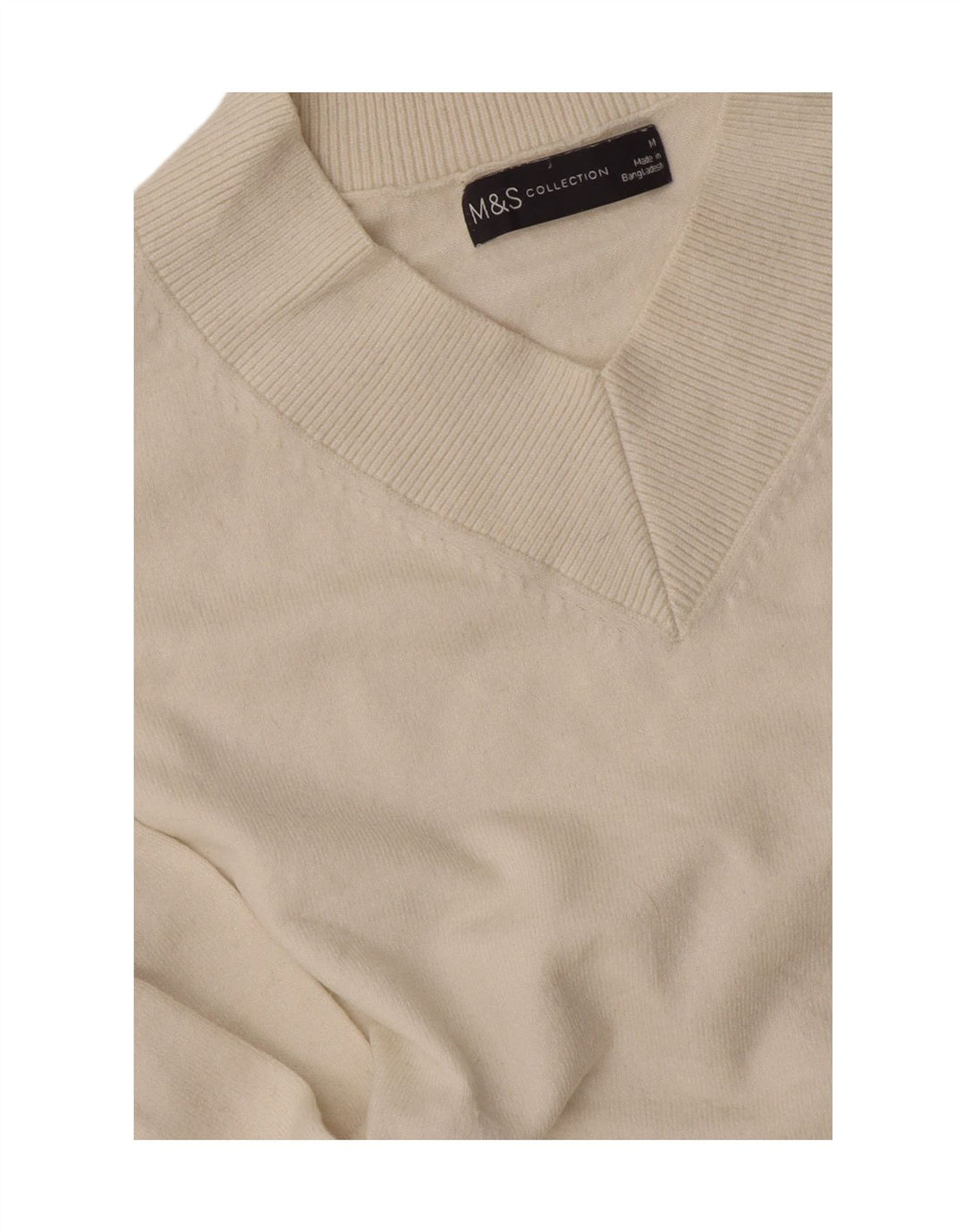 Pulover cu decolteu în V pentru femei Marks & Spencer UK 14 Medium Off White