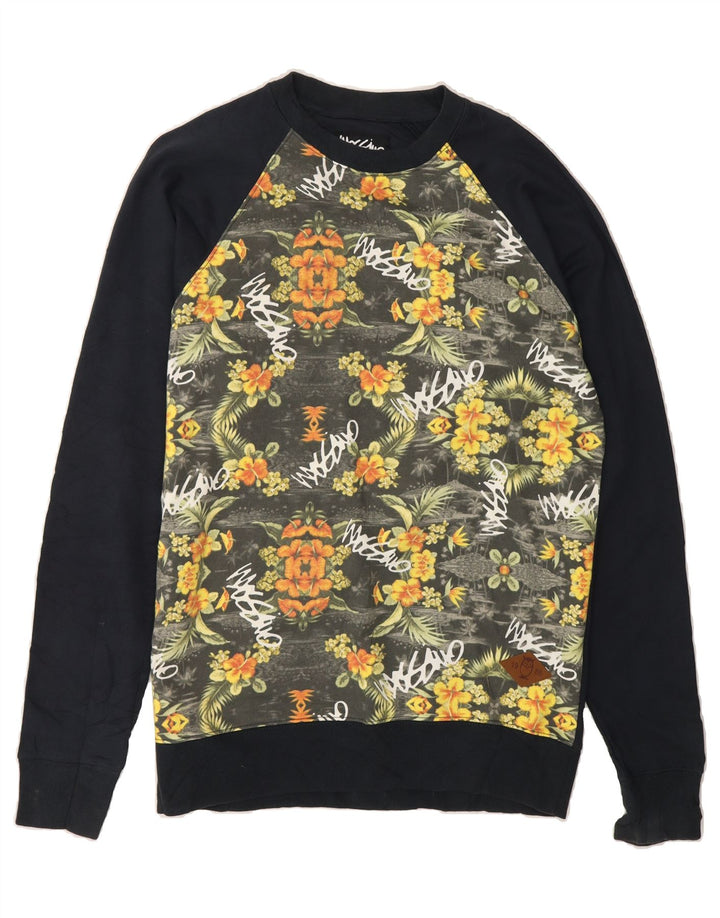 MOSSIMO Mens Sweatshirt Jumper Medium Navy Blue Floral Cotton Vintage Mossimo and Second-Hand Mossimo from Messina Hembry 