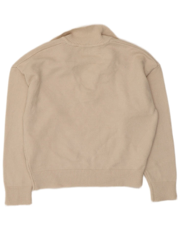 Pulover cu gât polo scurt Zara pentru femei UK 14 Bej mediu