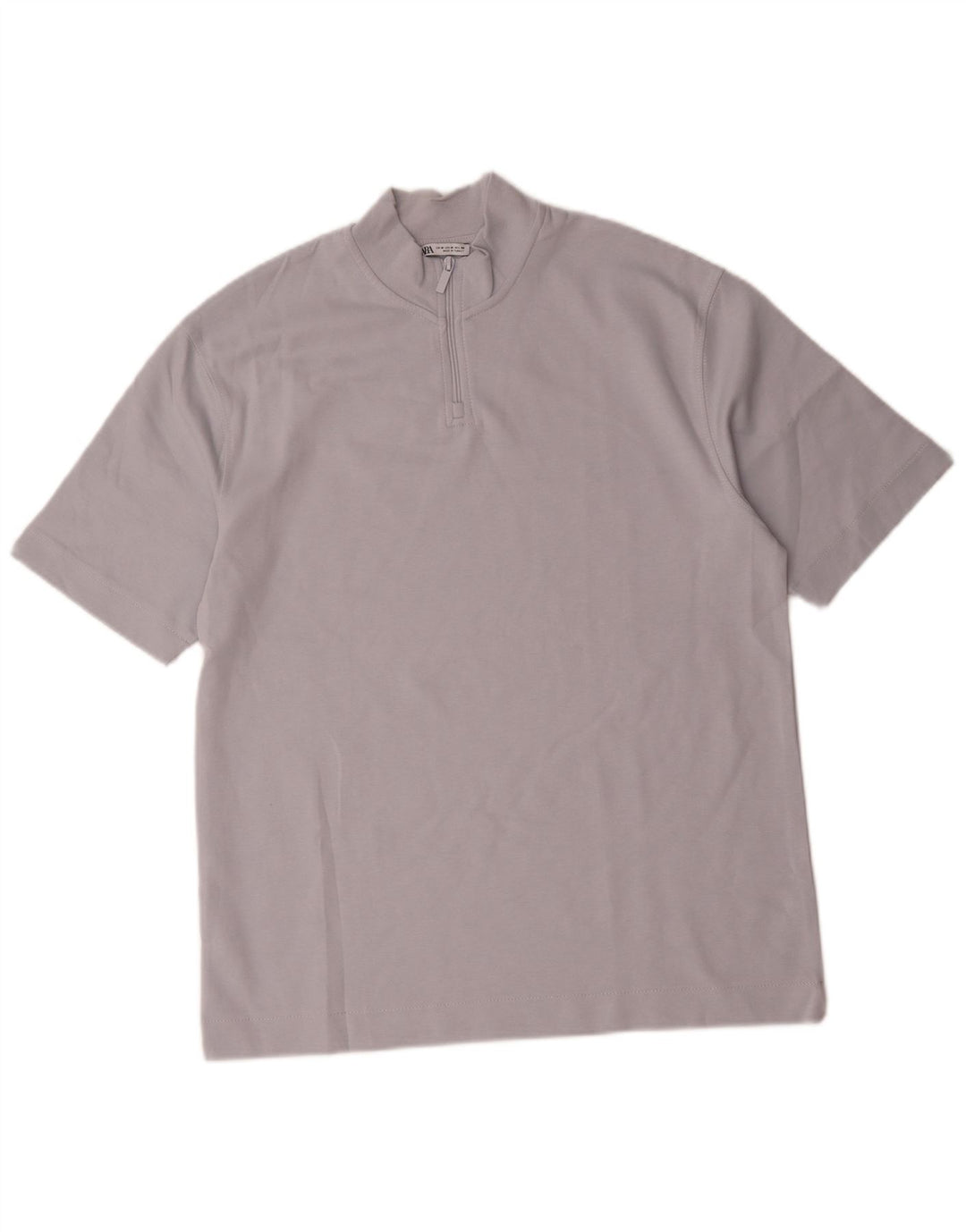 Tricou pentru bărbați Zara, cu fermoar, decolteu, bumbac albastru mediu