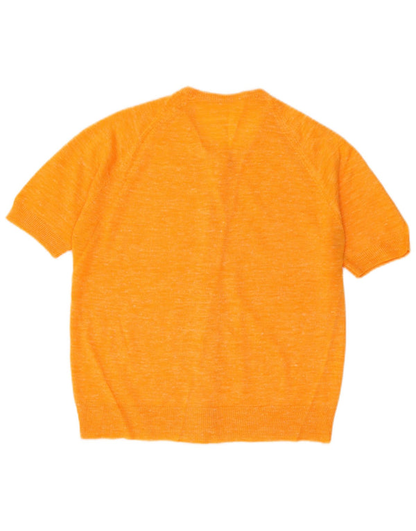 Cardigan vintage cu mânecă scurtă pentru femei UK 14 Medium Orange Flecked