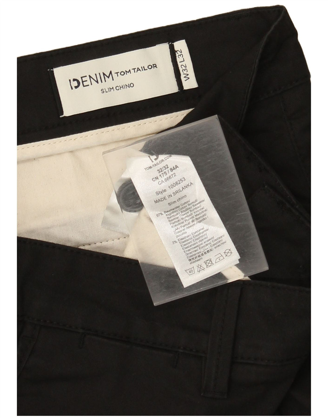 Pantaloni chino slim pentru bărbați Tom Tailor L32 L32 bumbac negru