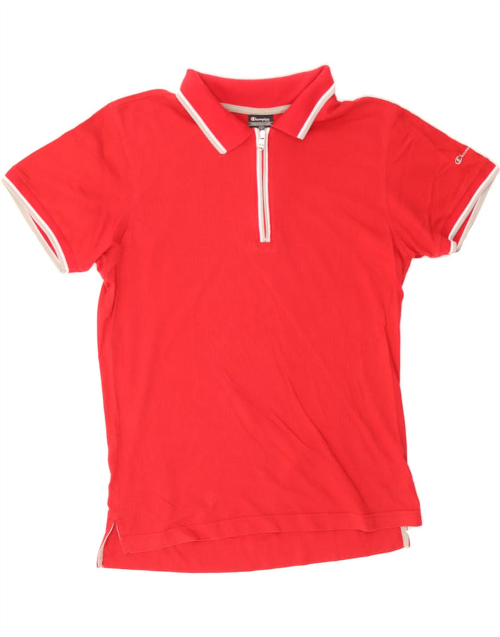CHAMPION Mens Polo Shirt Medium Red Cotton Vintage Champion and Second-Hand Champion from Messina Hembry 