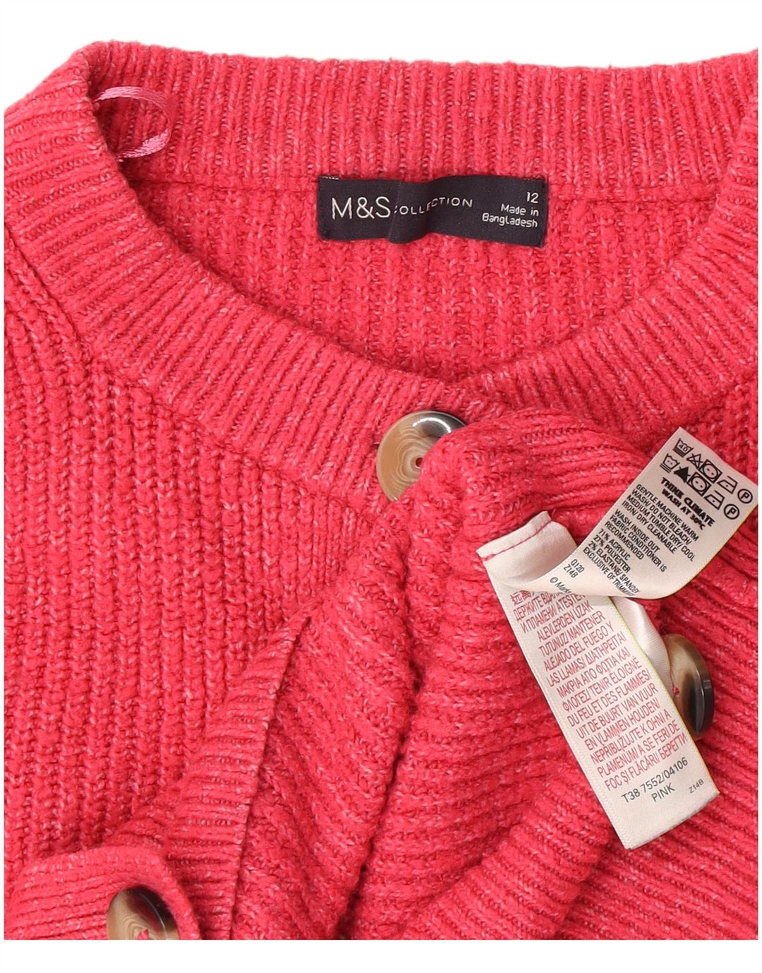 Pulover cardigan crop pentru femei Marks & Spencer UK 12 Medium Pink Acrilic