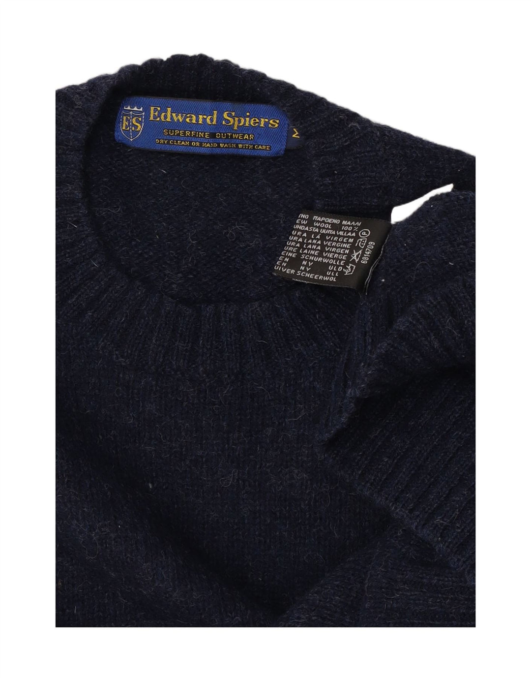 Pulover pentru bărbați Edward Spiers, cu gât crew, lână, albastru, mediu