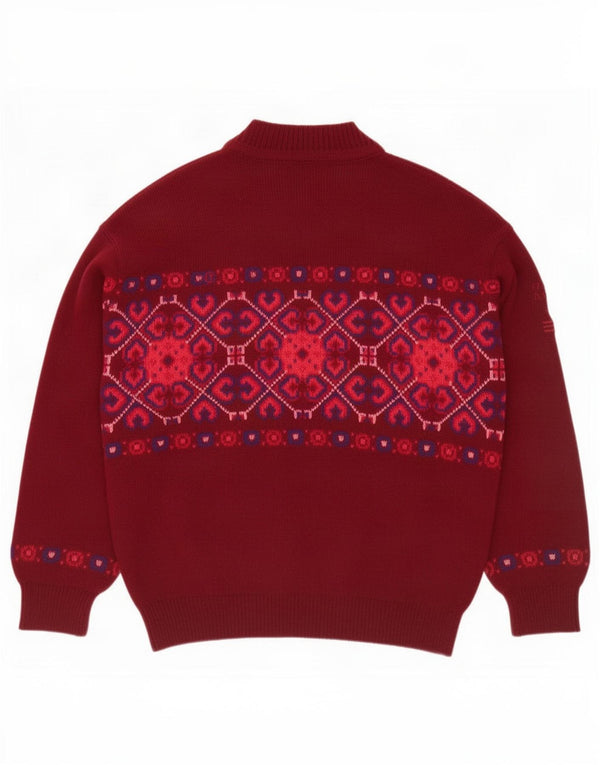 Pulover pentru bărbați Ocean Star cu decolteu rotund IT 52 Large Burgundy Fair Isle