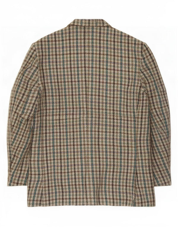 Jachetă vintage pentru bărbați cu 2 nasturi IT 56 3XL Lână verde Houndstooth
