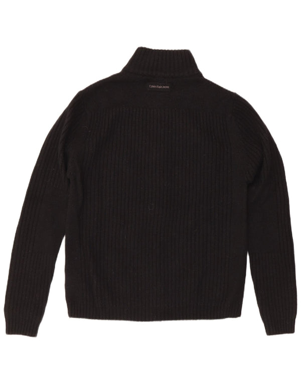 Pulover cardigan pentru bărbați Calvin Klein, lână merinos neagră mare