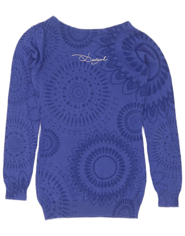 Pulover pentru femei Desigual cu gât de barcă UK 8 Small Paisley bleumarin