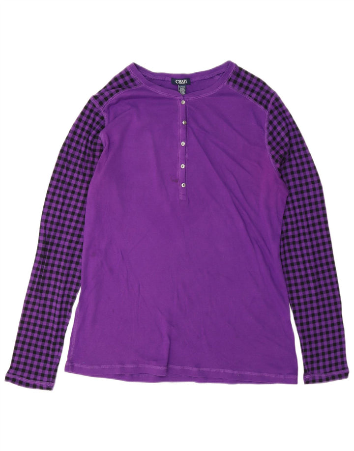 Top pentru femei Chaps cu mânecă lungă UK 18 XL Purple Check Bumbac