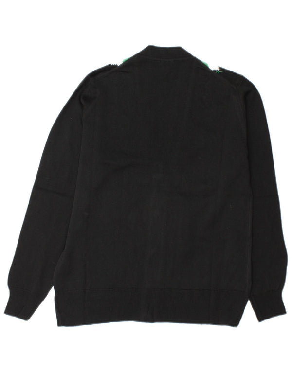 Pulover Cardigan Vintage pentru Damă IT 48 XL Negru Colorblock
