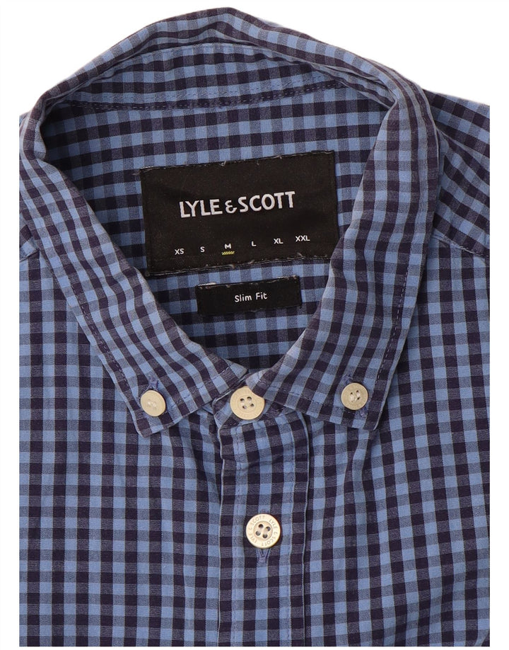 Cămașă pentru bărbați Lyle & Scott Slim Fit, albastru mediu Gingham