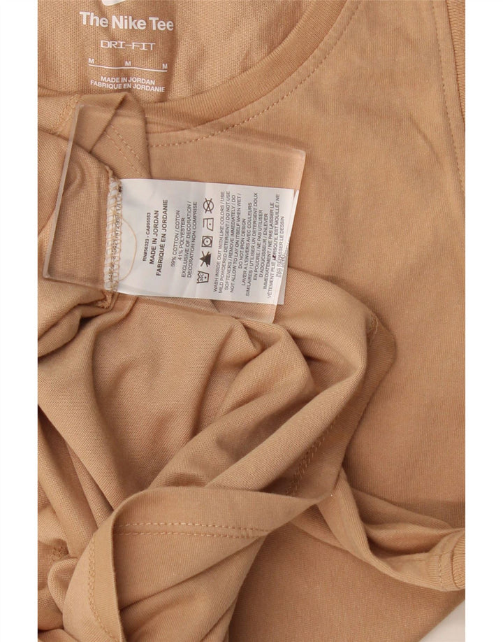 Top cu vestă grafică Nike Dri Fit pentru femei UK 12, bumbac mediu bej