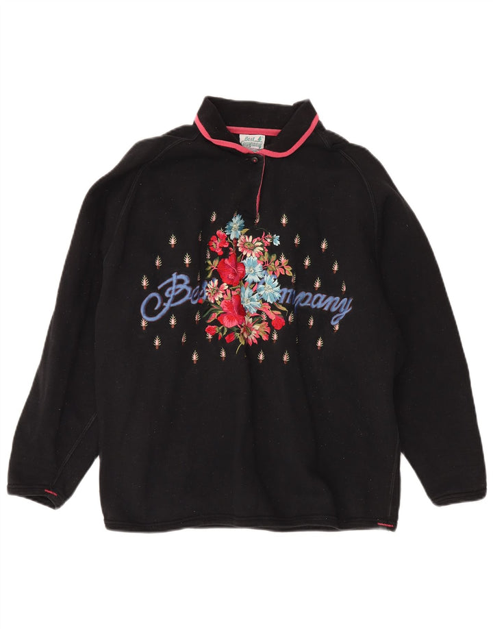 BEST COMPANY Pulover cu grafic supradimensionat pentru femei UK 16 Large Black