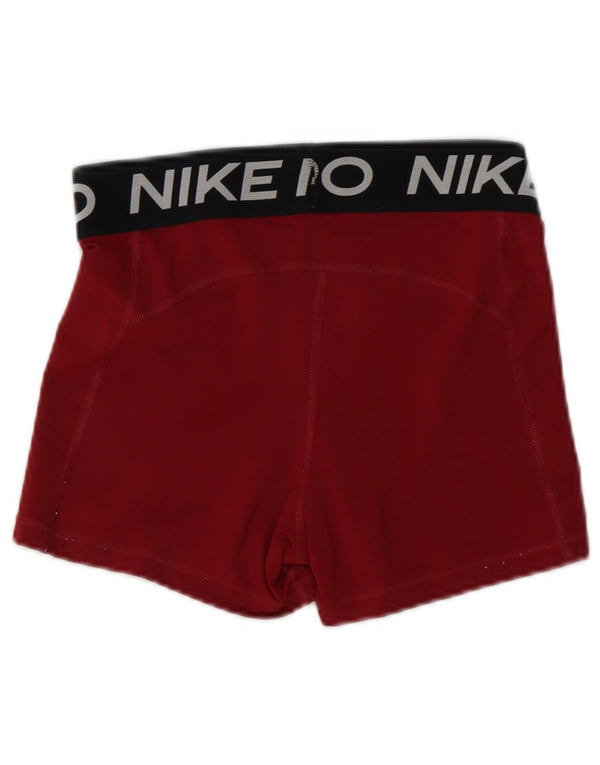 Pantaloni scurți sport Nike Dri Fit Graphic pentru femei UK 12 Medium Burgundy Colorblock