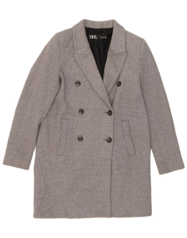 Palton dublu piept pentru femei Zara UK 6 XS bumbac cu dungi gri