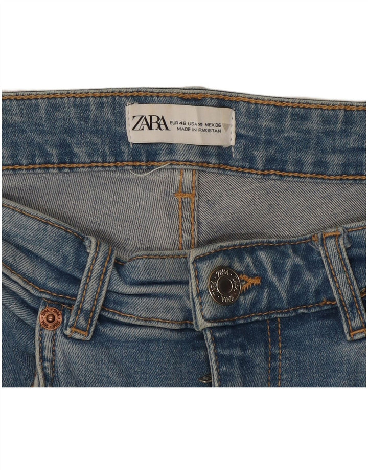 Blugi Zara pentru femei Crop Bootcut EU 46 XL W36 L25 Albastru