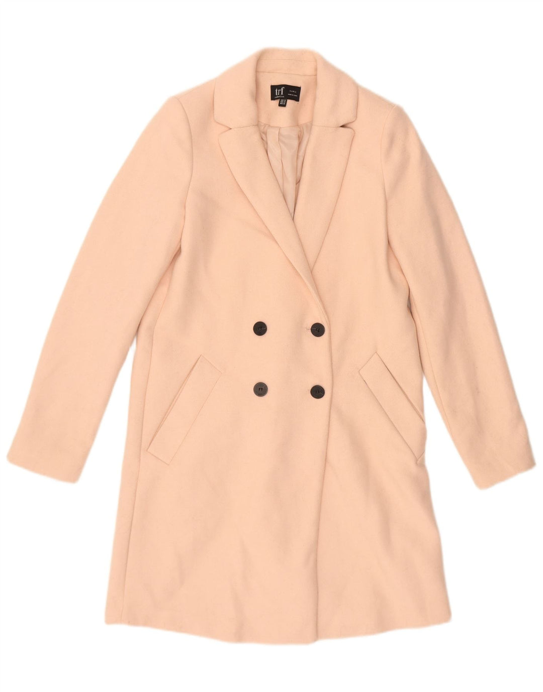 ZARA Womens Double Breasted Coat UK 6 XS Pink Polyester