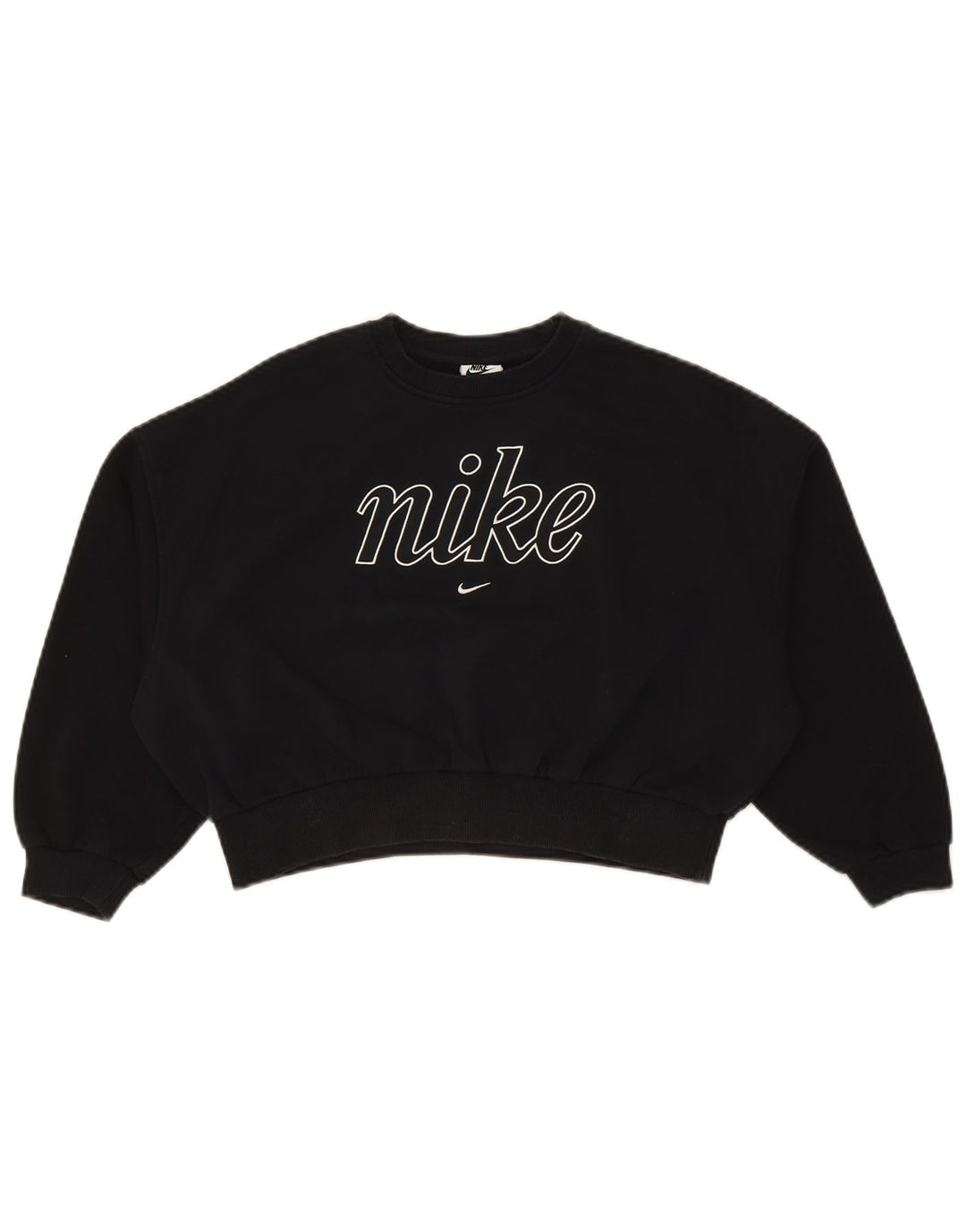 Pulover Nike pentru fete oversized crop, 10-11 ani, mediu negru