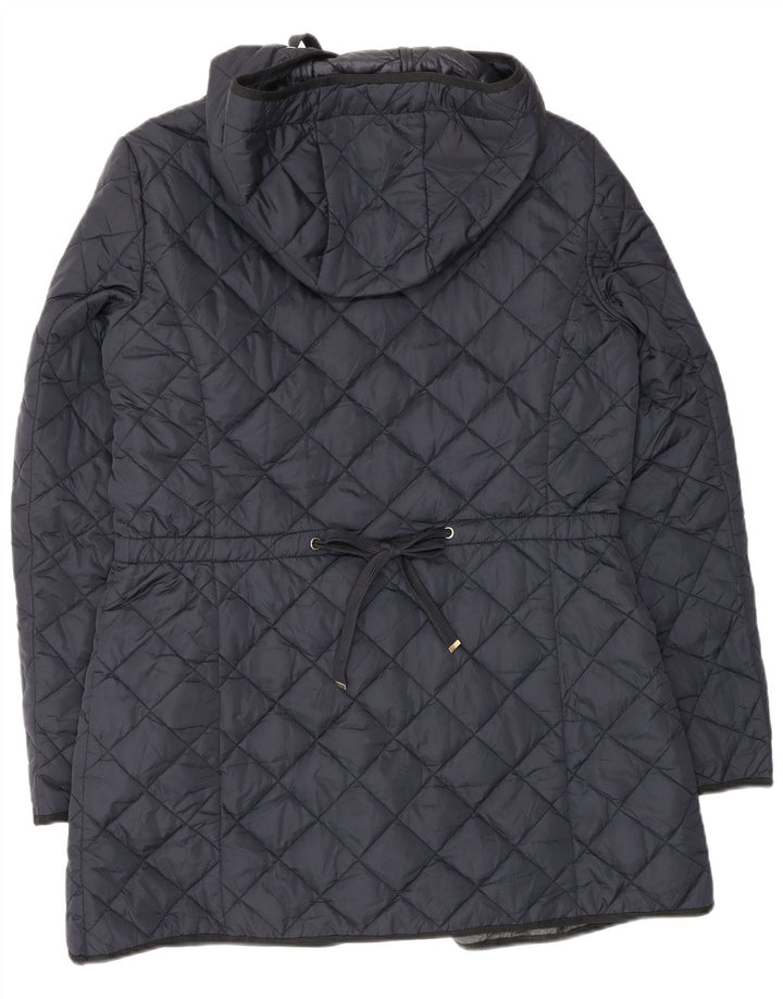 Jachetă matlasată cu glugă Massimo Dutti pentru femei UK 18 XL bleumarin