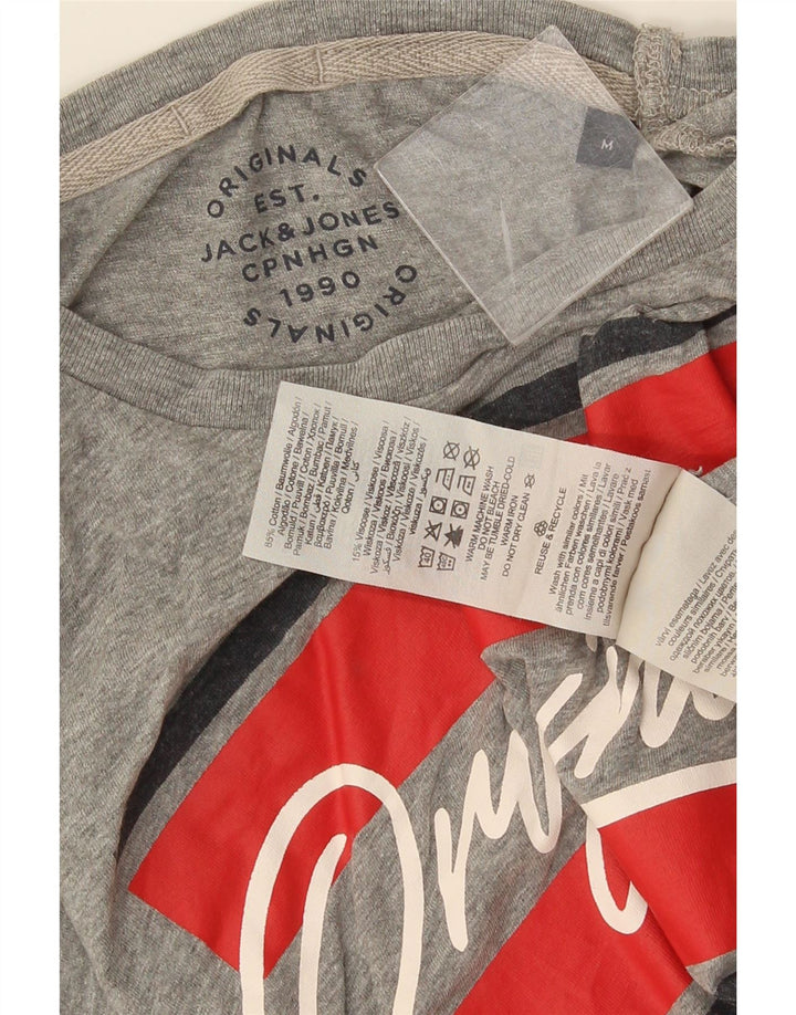 Tricou grafic Jack & Jones pentru bărbați Top din bumbac gri mediu