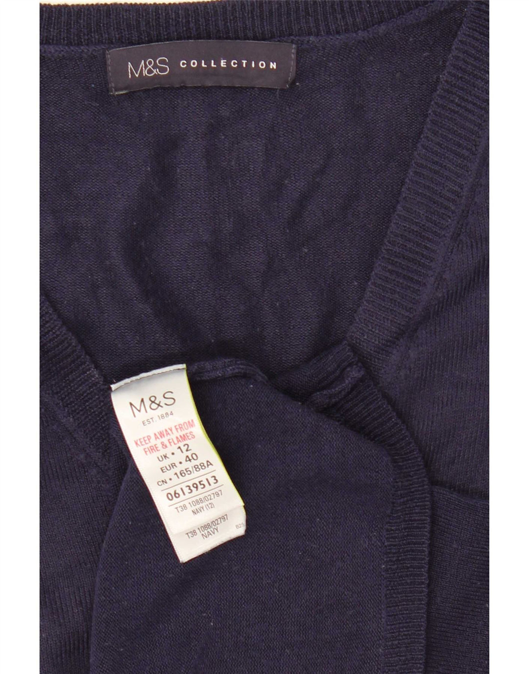 Pulover pentru femei Marks & Spencer cu decolteu în V UK 12 Medium Bleumarin