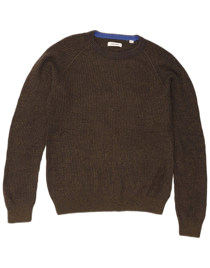 Pulover Jack & Jones pentru bărbați, cu croială obișnuită, cu decolteu triplu, verde mediu pestat