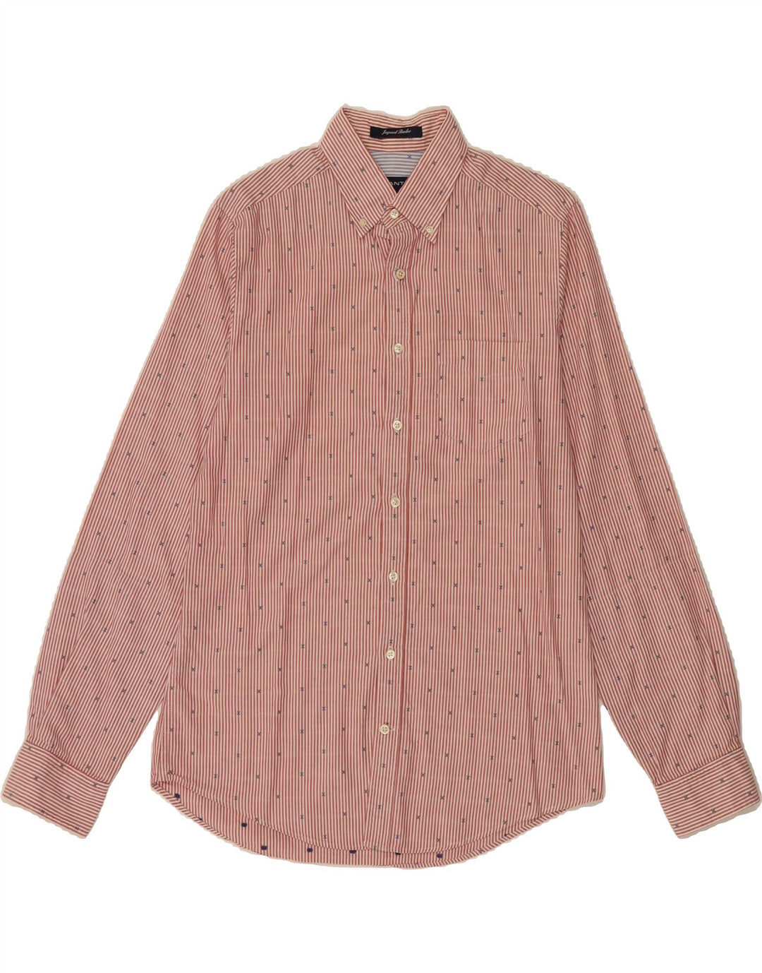 GANT Mens Fitted Shirt Medium Red Pinstripe Cotton Vintage Gant and Second-Hand Gant from Messina Hembry 