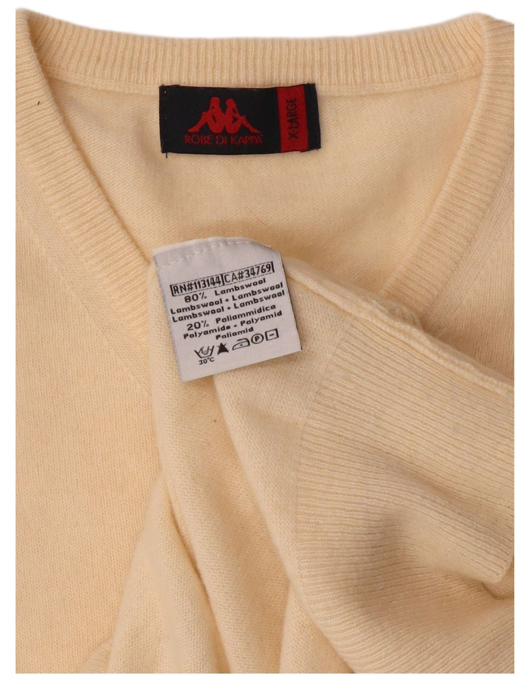 Pulover pentru bărbați Kappa cu decolteu în V, XL, din lână de miel