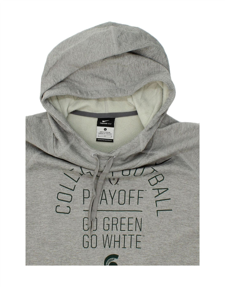 NIKE Womens Graphic Hoodie Jumper UK 14 Large Grey Polyester Vintage Nike and Second-Hand Nike from Messina Hembry 