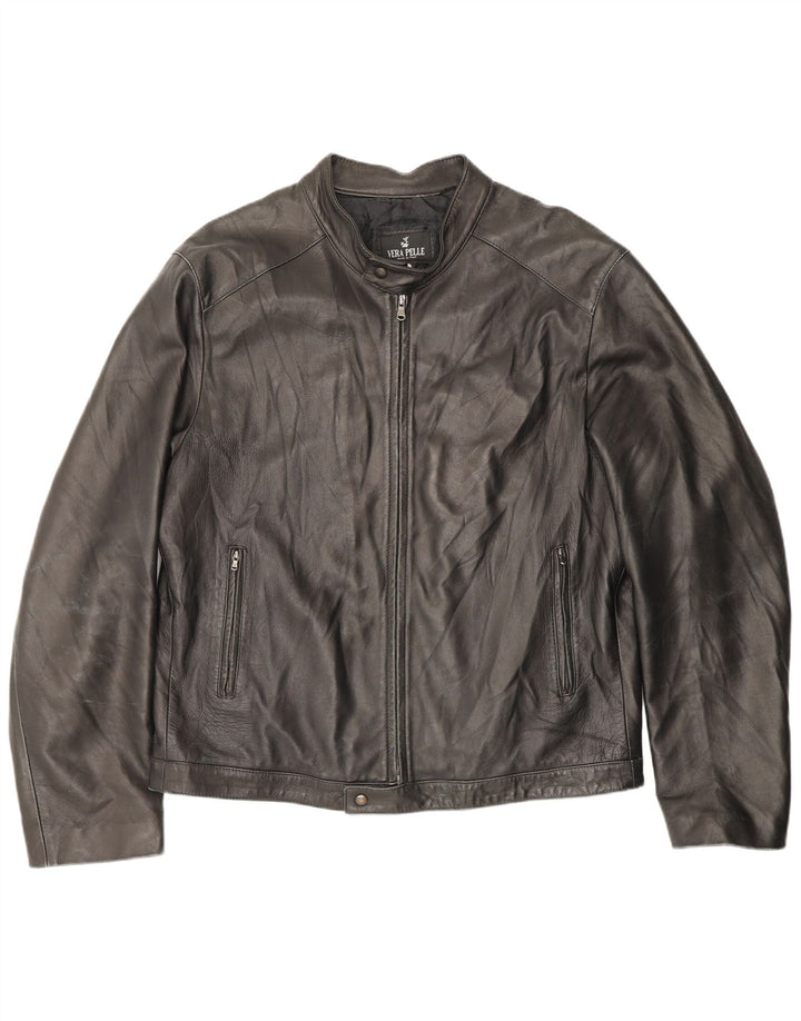 Jachetă din piele vintage pentru femei cu fermoar IT 54 2XL din piele maro