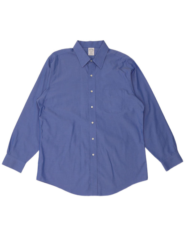 BROOKS BROTHERS Mens Regent Shirt Size 16 1/2 Large  Blue Cotton