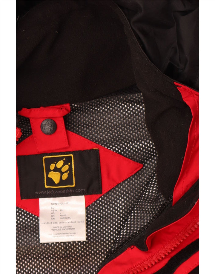 JACK WOLFSKIN Jachetă de ploaie cu glugă pentru bărbați Marea Britanie 40/42, roșu mare, bloc de culoare