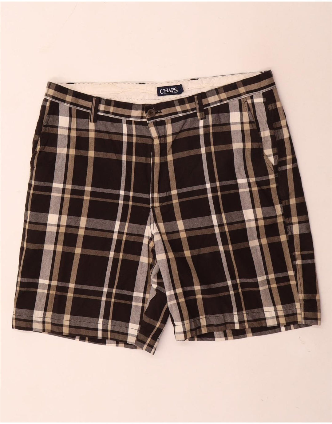 Pantaloni scurți chino pentru bărbați Chaps W38 XL, bumbac cu carouri maro