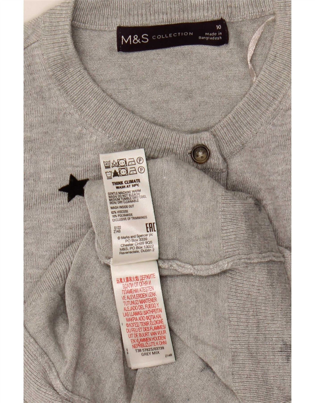 Pulover pentru femei Marks & Spencer Crop Cardigan UK 10 Small Gri