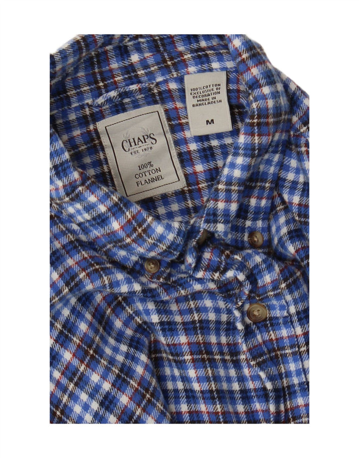 CHAPS Mens Flannel Shirt Medium Blue Check Cotton