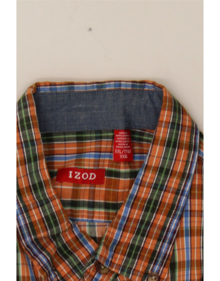 IZOD Mens Big & Tall Shirt 2XL Orange Check Cotton Vintage Izod and Second-Hand Izod from Messina Hembry 