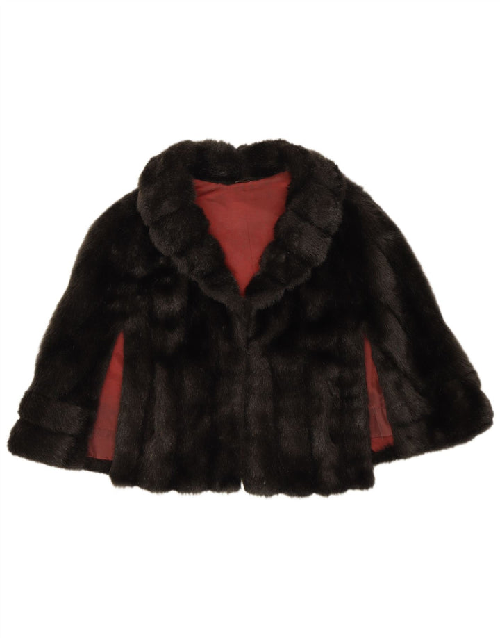 Jachetă Bolero pentru femei VINTAGE cu blană artificială, mărime, negru