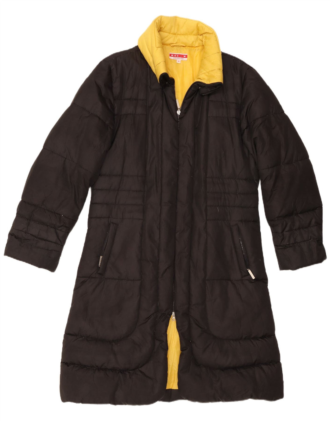 Palton căptușit vintage pentru femei UK 18 XL poliester negru