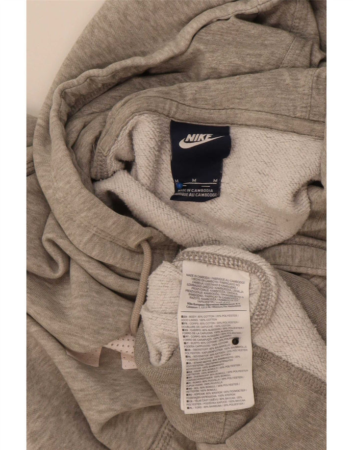 Pulover Nike pentru bărbați cu capota cu grafică, din bumbac cu pete, gri mediu