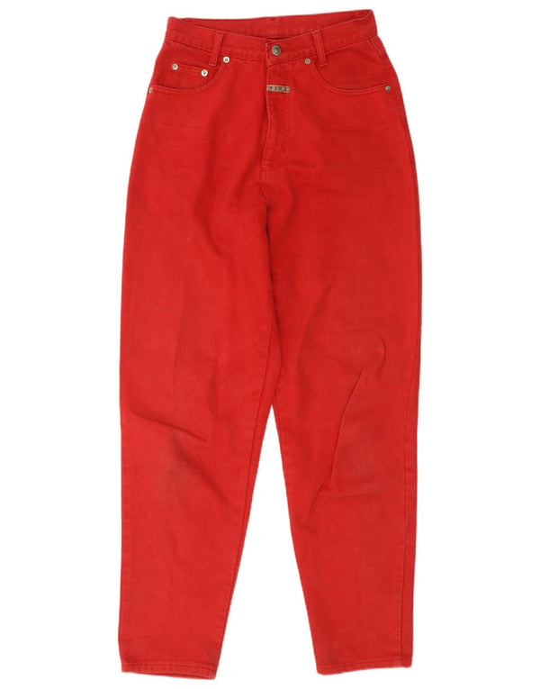 Blugi conici vintage pentru femei cu talie înaltă IT 44 Medium W26 L30 Bumbac roșu
