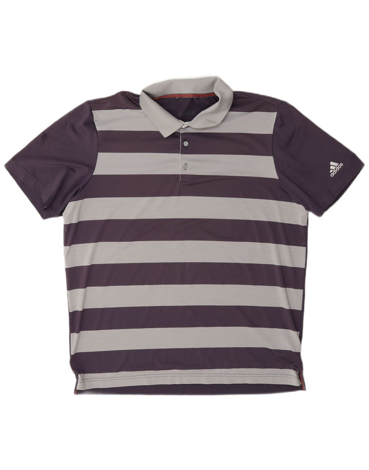 Polo de golf pentru bărbați Adidas, poliester cu dungi mari violet