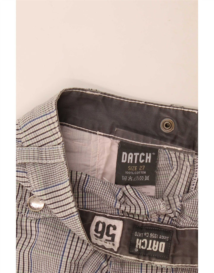 Pantaloni scurti chino Datch pentru femei, mic W27, bumbac cu carouri gri
