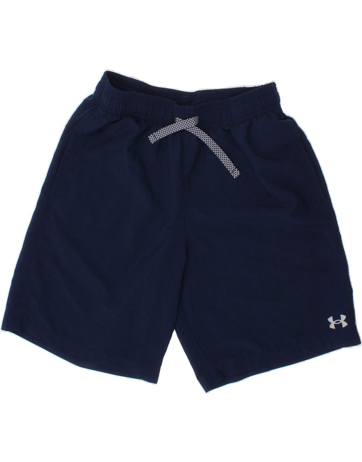 UNDER ARMOUR Boys Sport Shorts 11-12 Years Large  Navy Blue Polyester Vintage Under Armour and Second-Hand Under Armour from Messina Hembry 