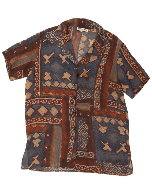 Bluză cămașă cu mânecă scurtă pentru femei PIERRE CARDIN IT 48 XL maro geometric